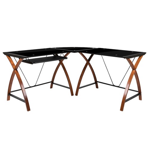 Black glass shape corner - black, l-shape